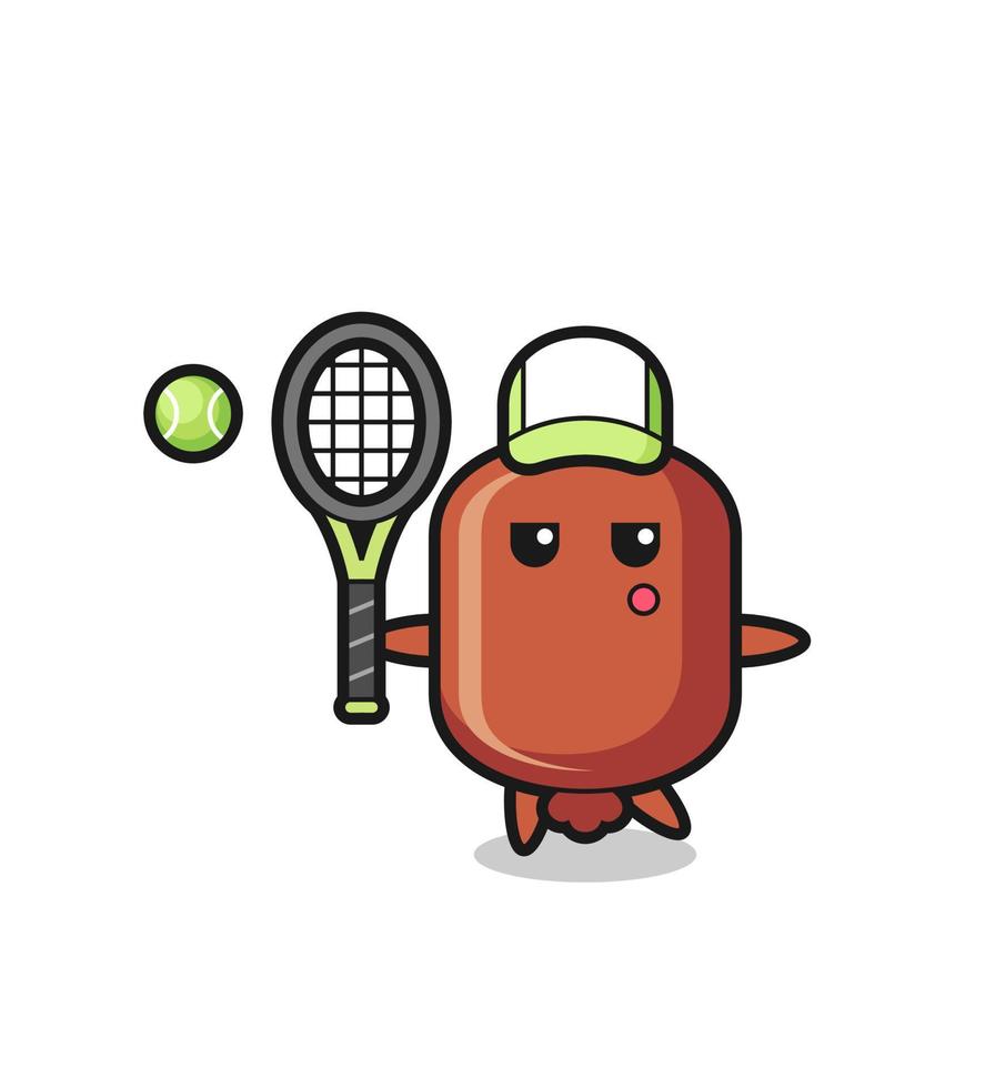 personaje de dibujos animados de salchicha como jugador de tenis vector