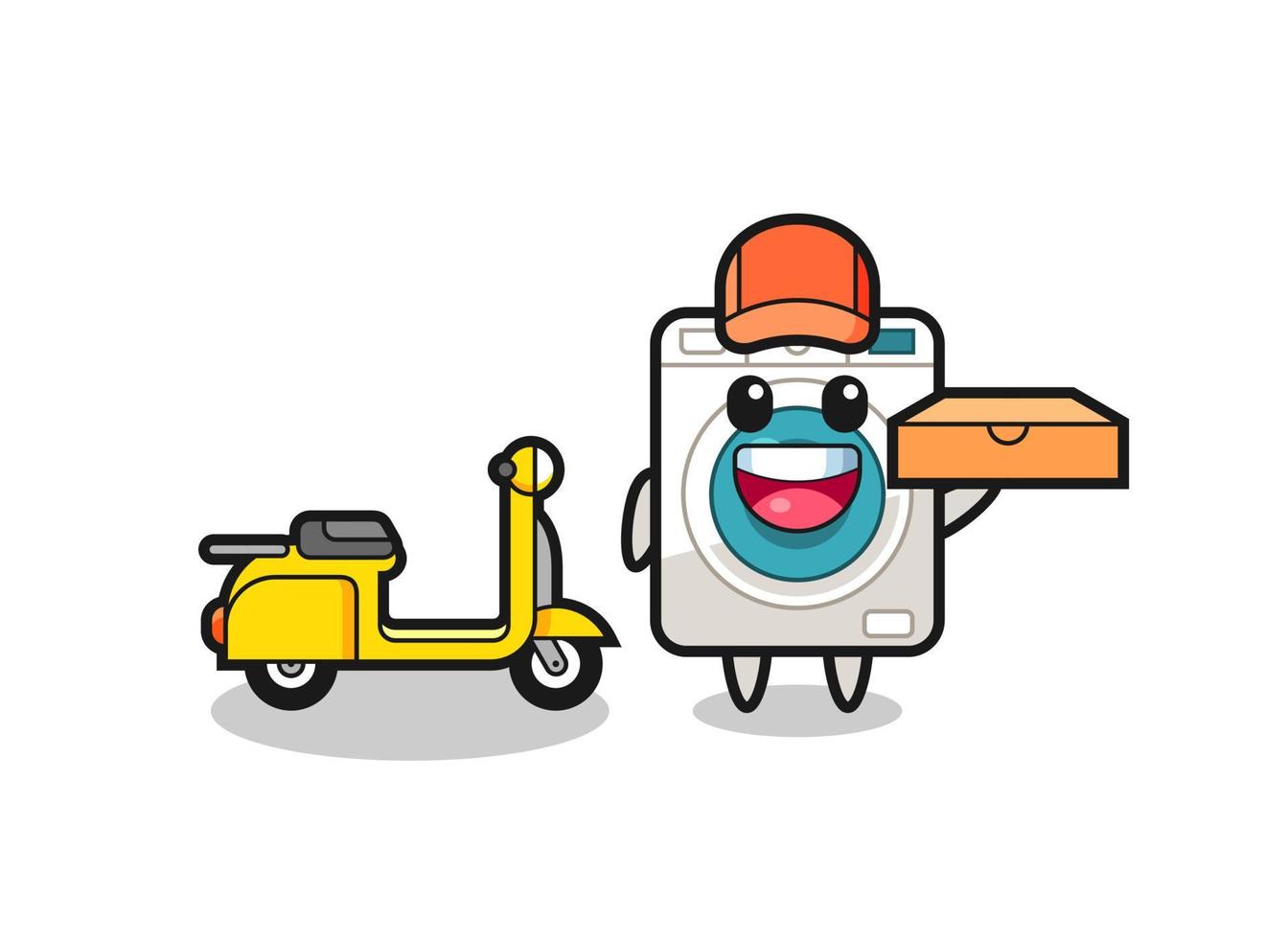 Character Illustration of washing machine as a pizza deliveryman vector