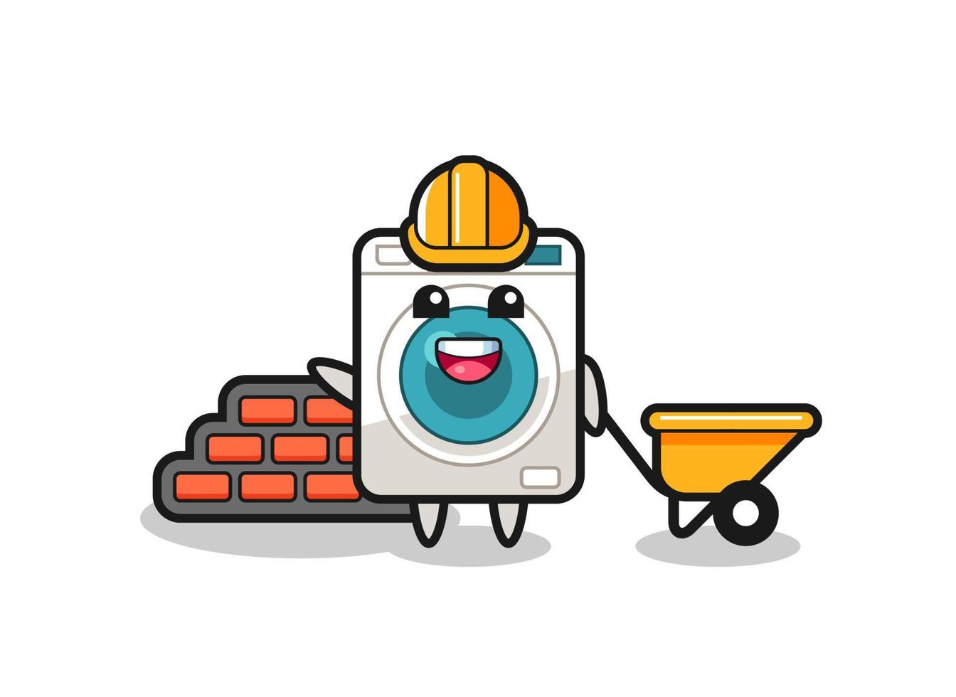 Cartoon character of washing machine as a builder vector