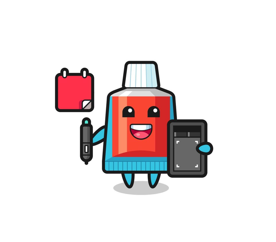 Illustration of toothpaste mascot as a graphic designer vector
