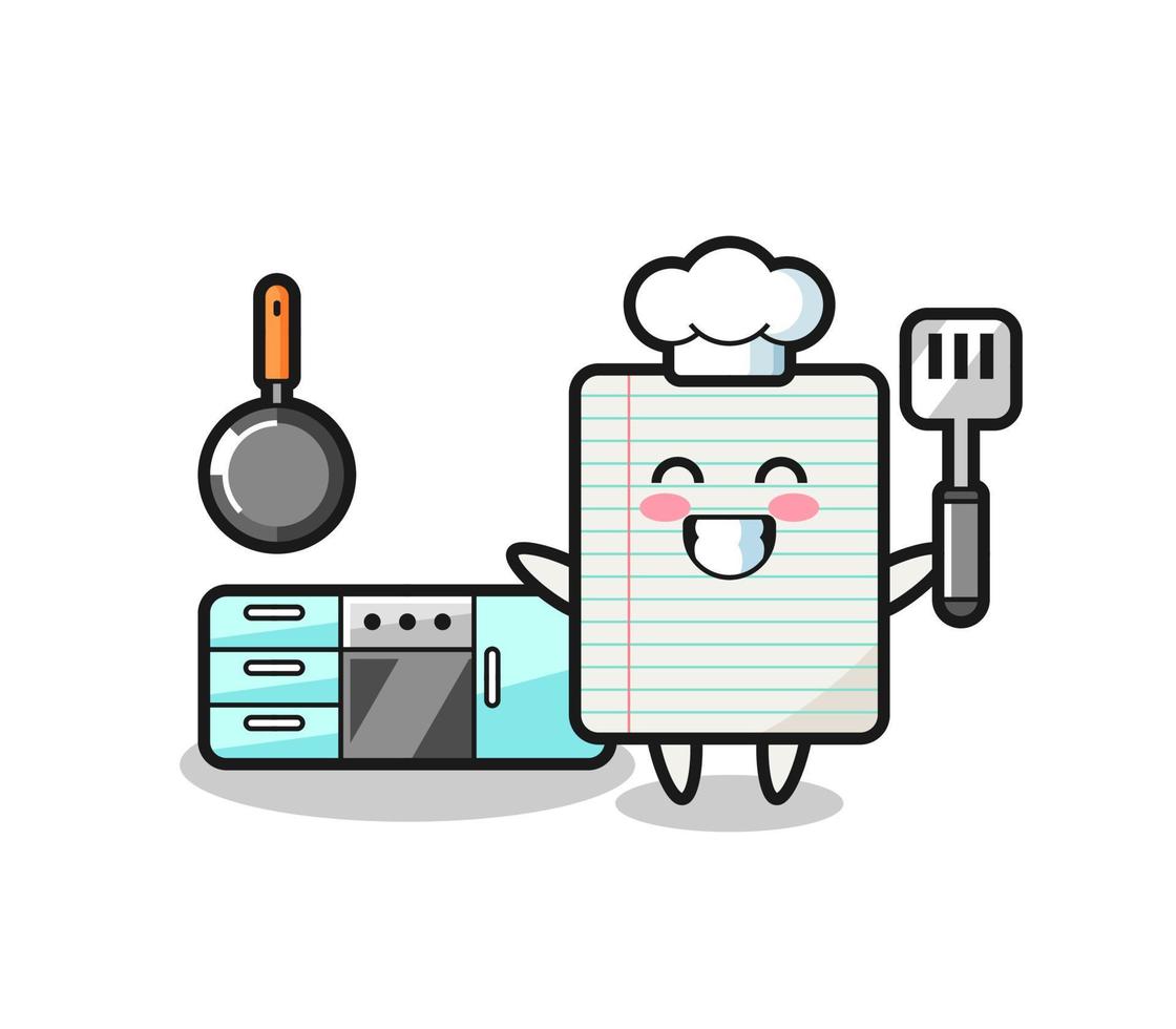 ilustración de personaje de papel mientras un chef está cocinando vector