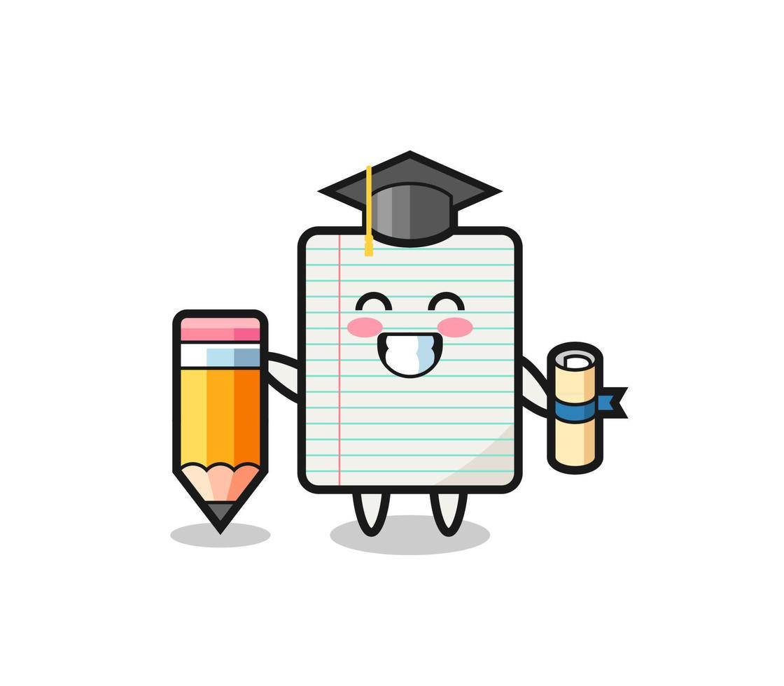 paper illustration cartoon is graduation with a giant pencil vector