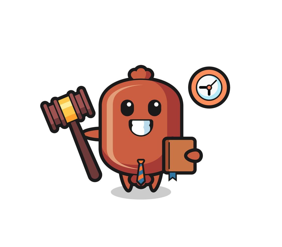 Mascot cartoon of sausage as a judge vector