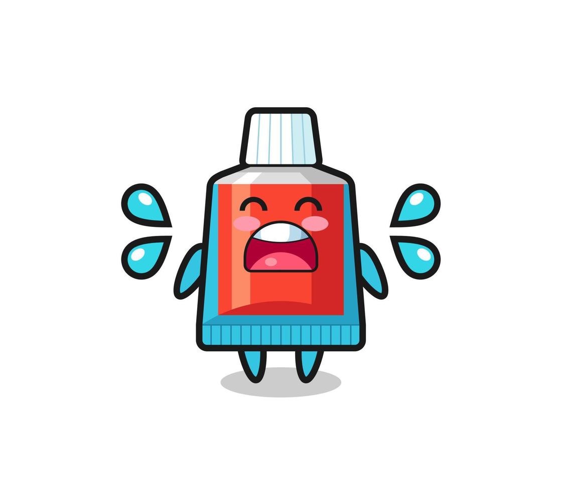 toothpaste cartoon illustration with crying gesture vector