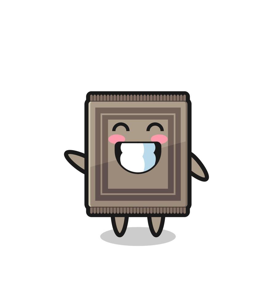 carpet cartoon character doing wave hand gesture vector