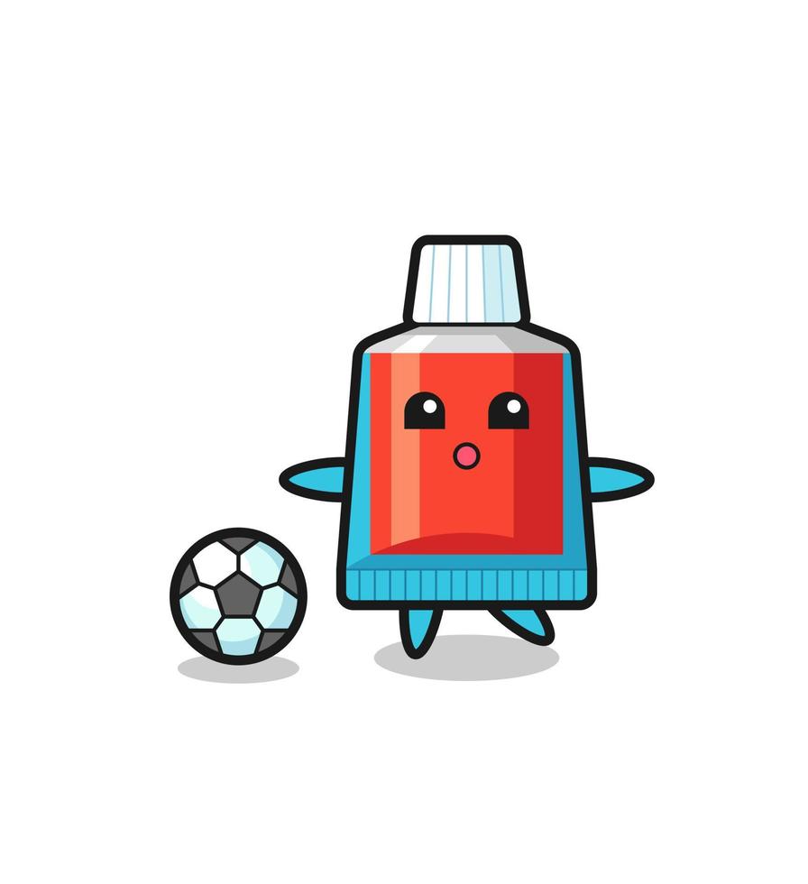 Illustration of toothpaste cartoon is playing soccer vector