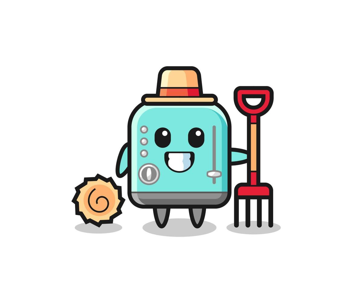 Mascot character of toaster as a farmer vector