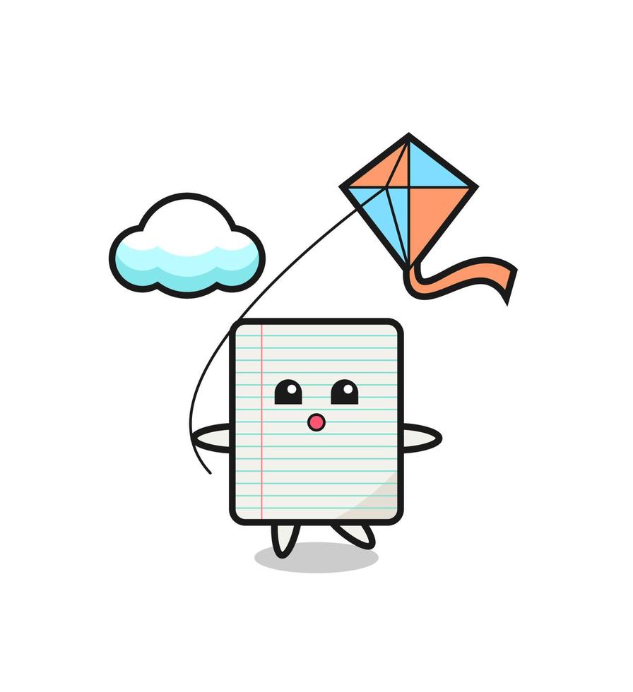 paper mascot illustration is playing kite vector