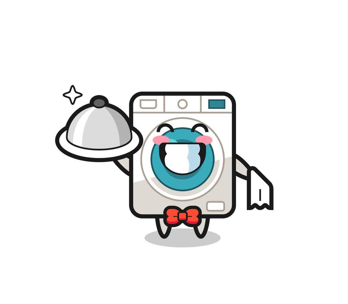 Character mascot of washing machine as a waiters vector