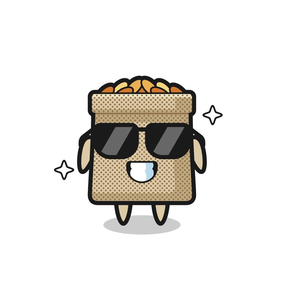 Cartoon mascot of wheat sack with cool gesture vector