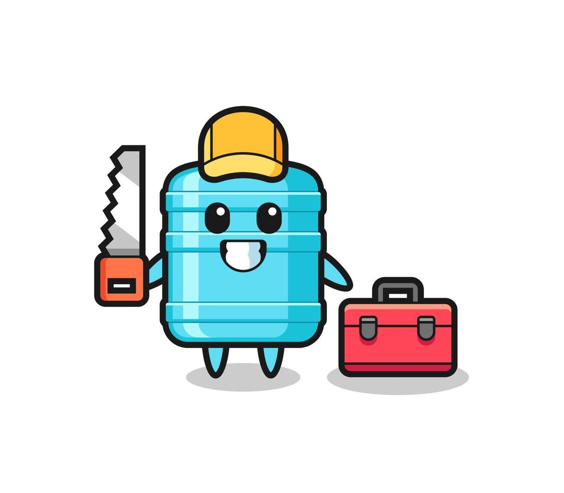 Illustration of gallon water bottle character as a woodworker vector