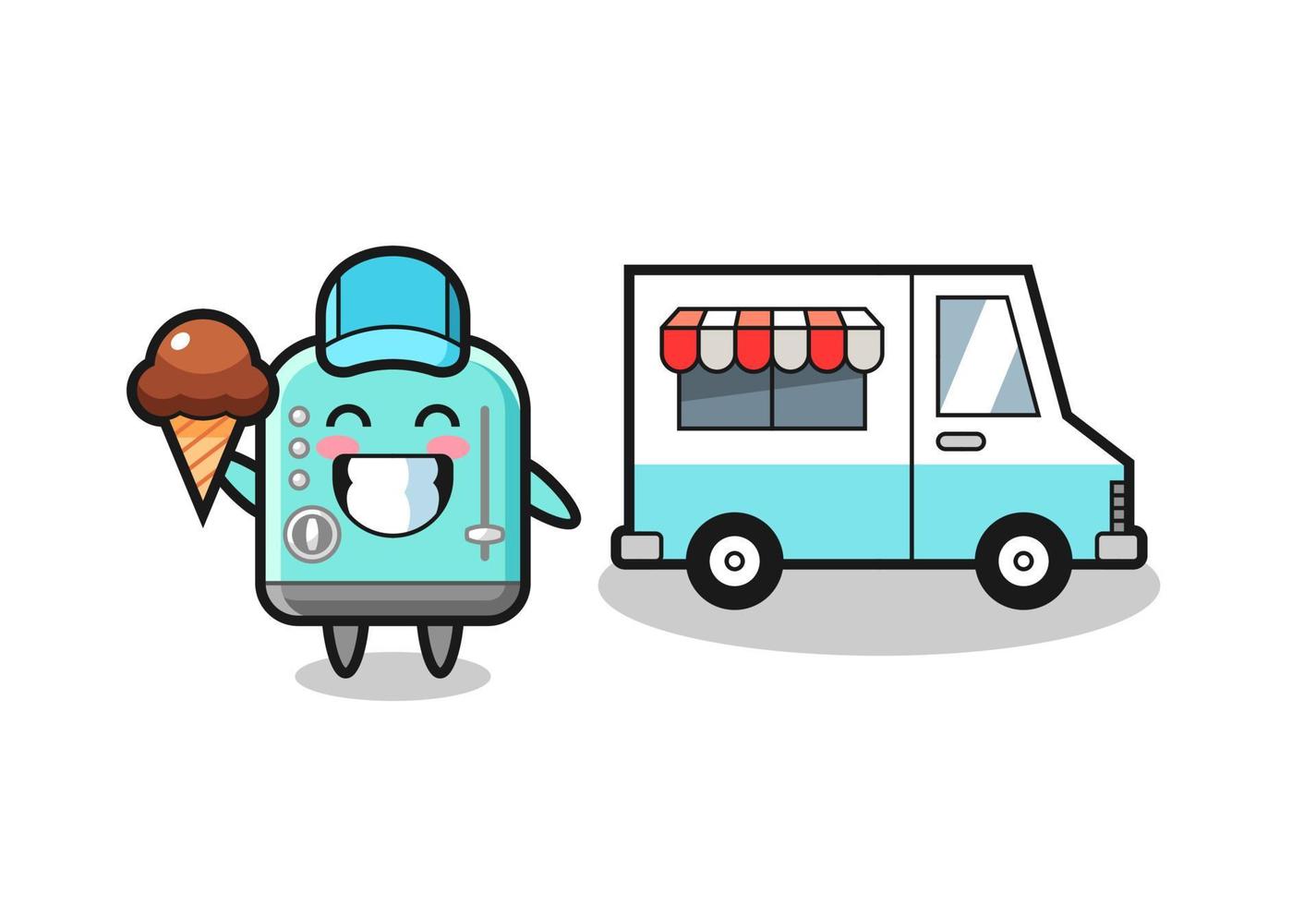 Mascot cartoon of toaster with ice cream truck vector