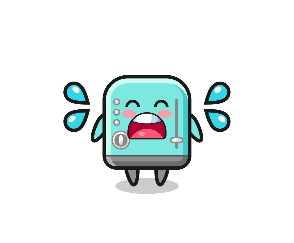 toaster cartoon illustration with crying gesture vector