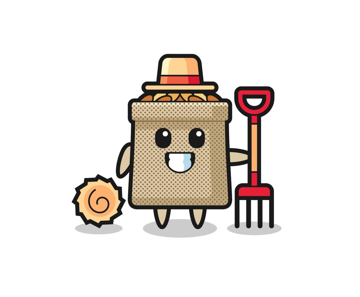 Mascot character of wheat sack as a farmer vector