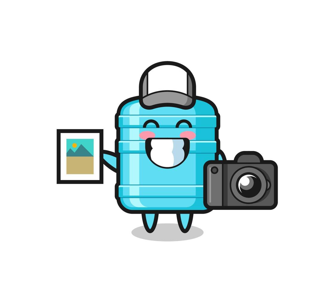 Character Illustration of gallon water bottle as a photographer vector