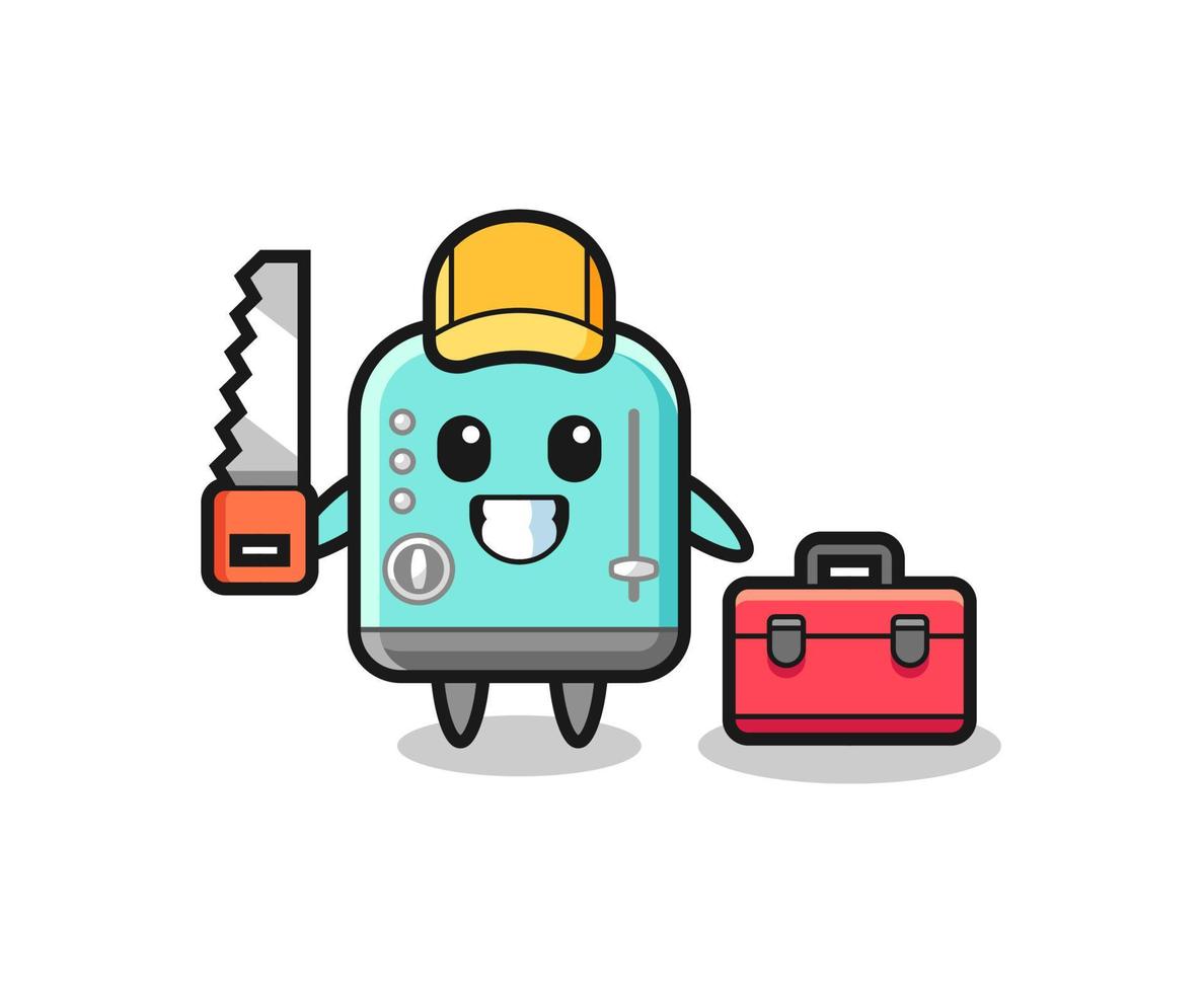 Illustration of toaster character as a woodworker vector