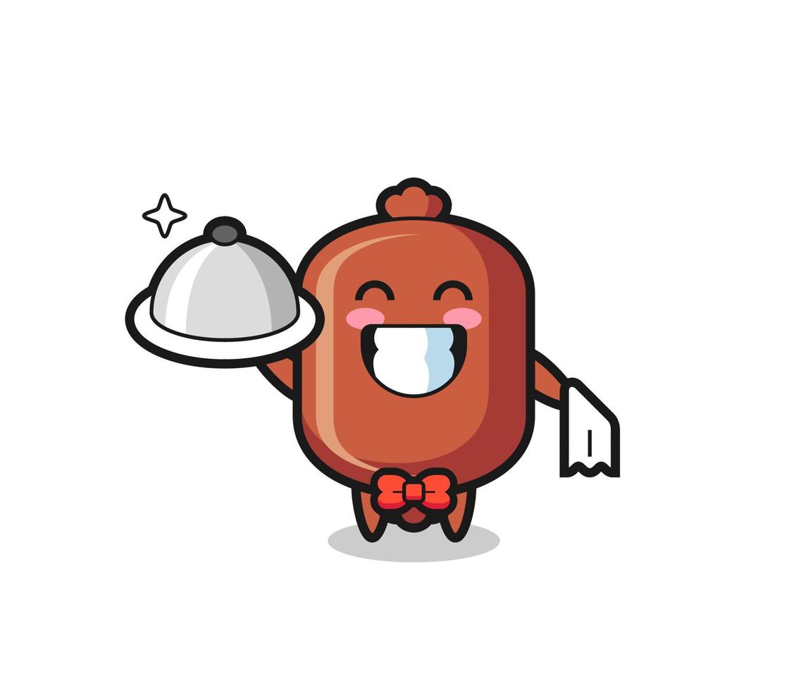 Character mascot of sausage as a waiters vector