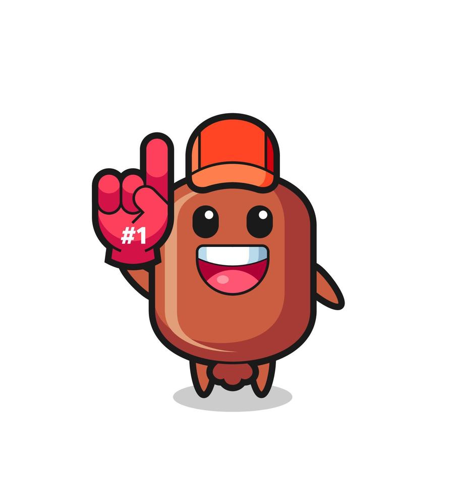 sausage illustration cartoon with number 1 fans glove vector