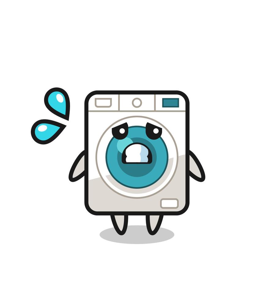 washing machine mascot character with afraid gesture vector