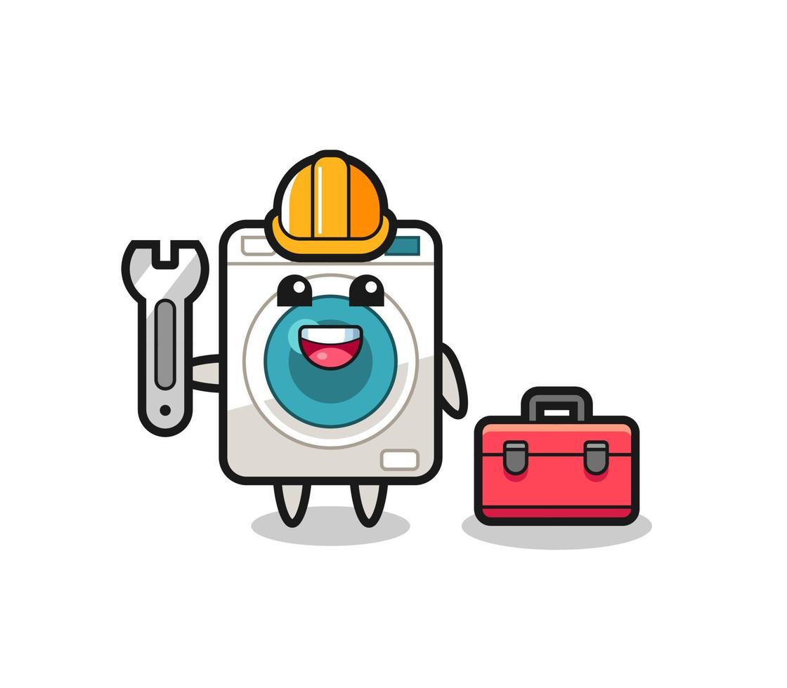 Mascot cartoon of washing machine as a mechanic vector