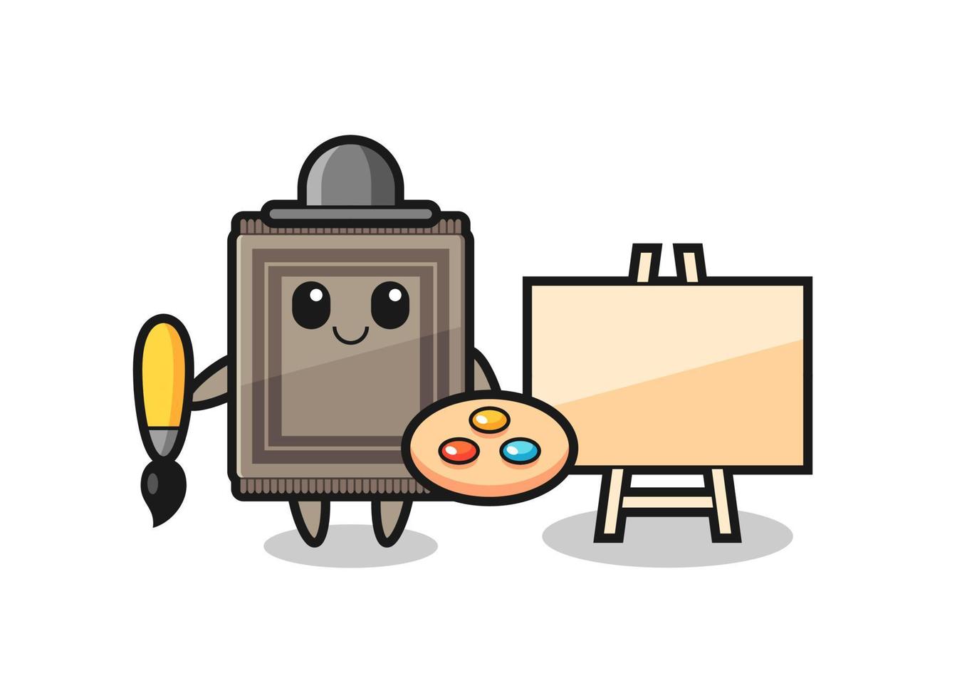 Illustration of carpet mascot as a painter vector