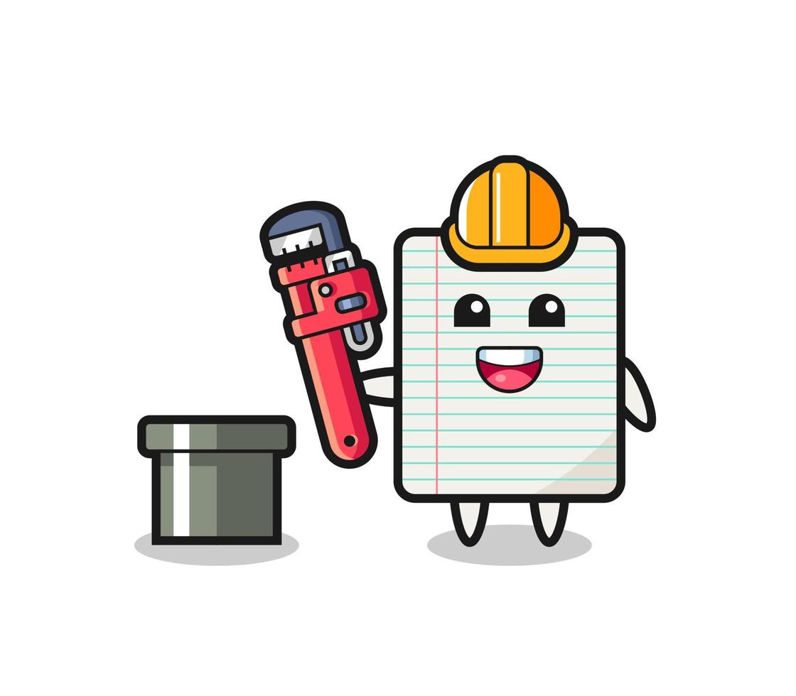 Character Illustration of paper as a plumber vector