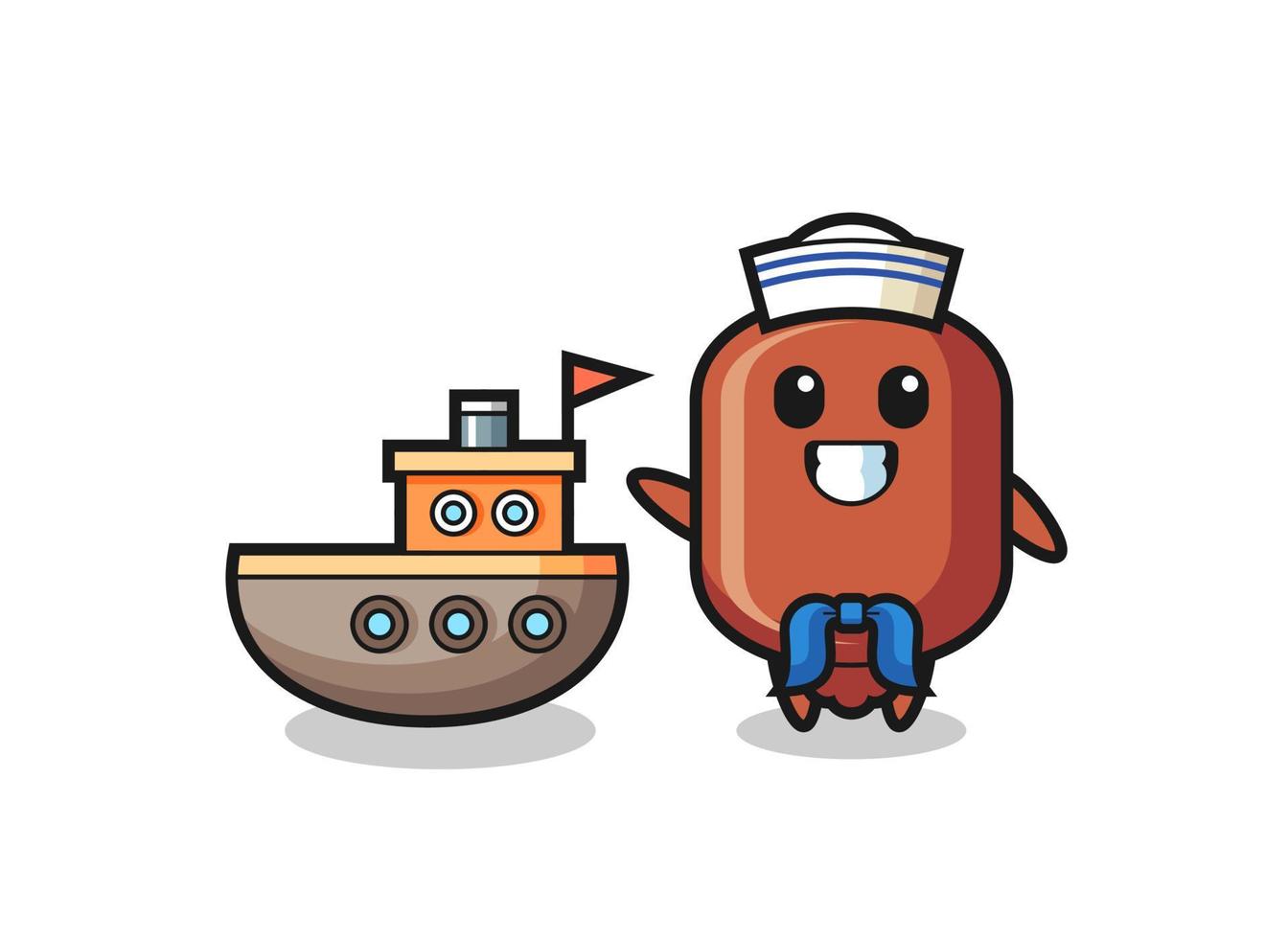 Character mascot of sausage as a sailor man vector