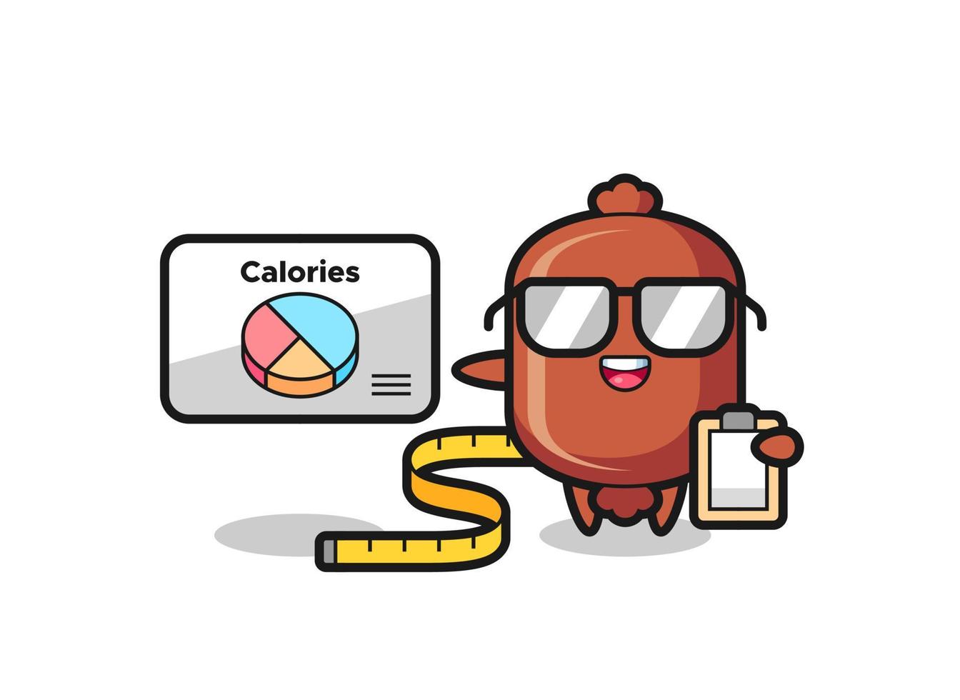 Illustration of sausage mascot as a dietitian vector