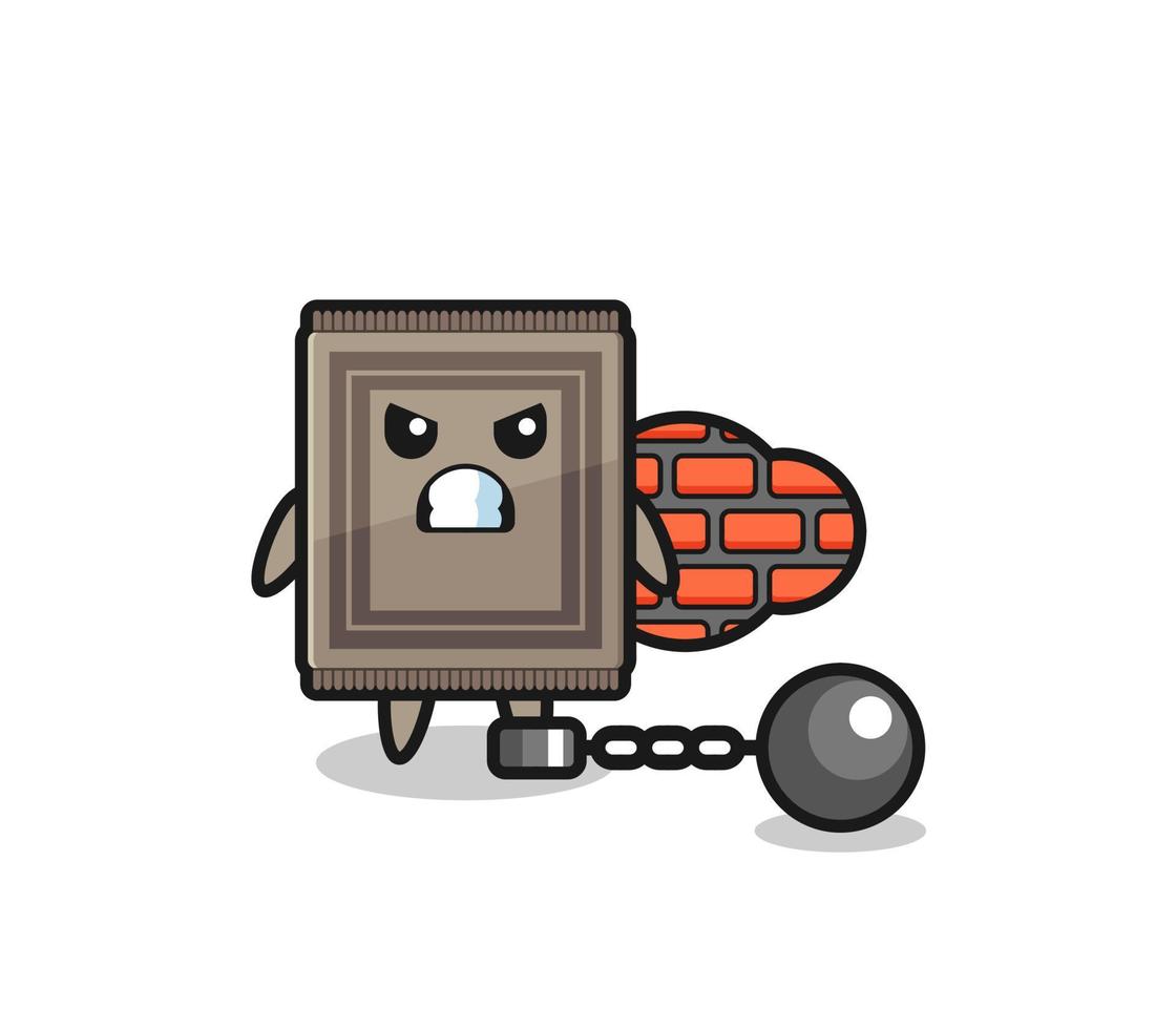 Character mascot of carpet as a prisoner vector