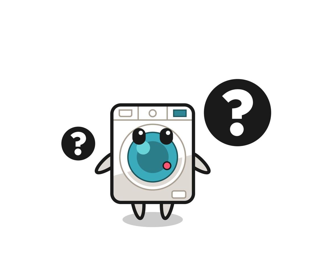 Cartoon Illustration of washing machine with the question mark vector