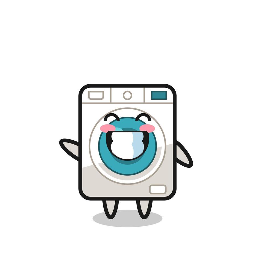 washing machine cartoon character doing wave hand gesture vector