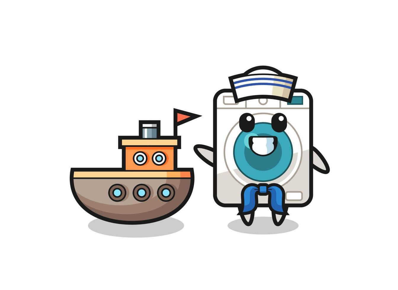 Character mascot of washing machine as a sailor man vector