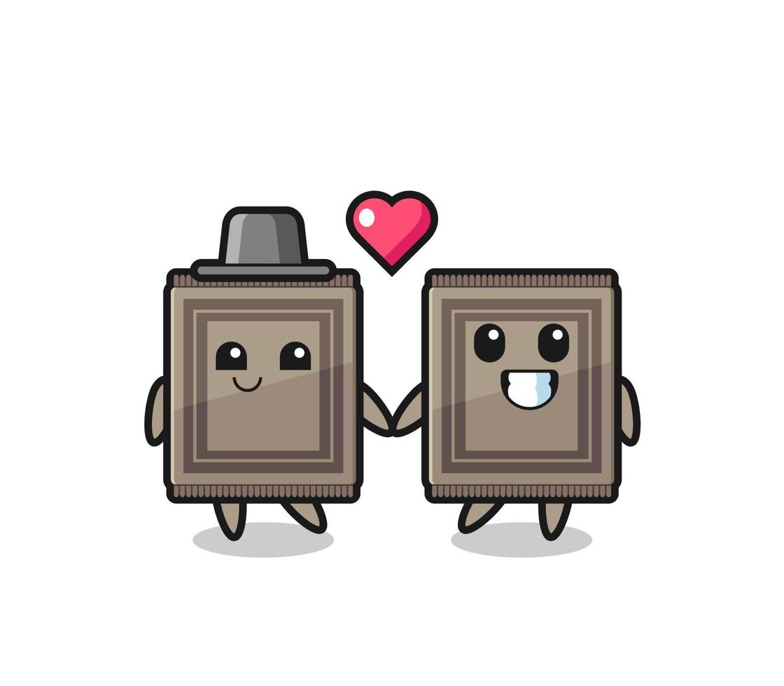 carpet cartoon character couple with fall in love gesture vector