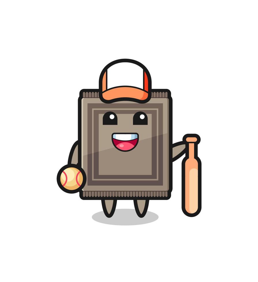 Cartoon character of carpet as a baseball player vector