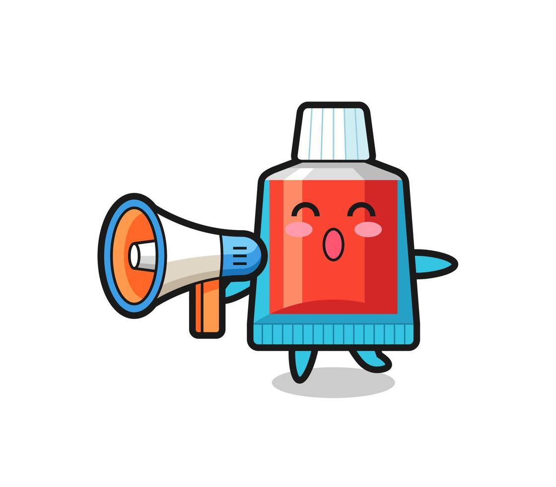 toothpaste character illustration holding a megaphone vector