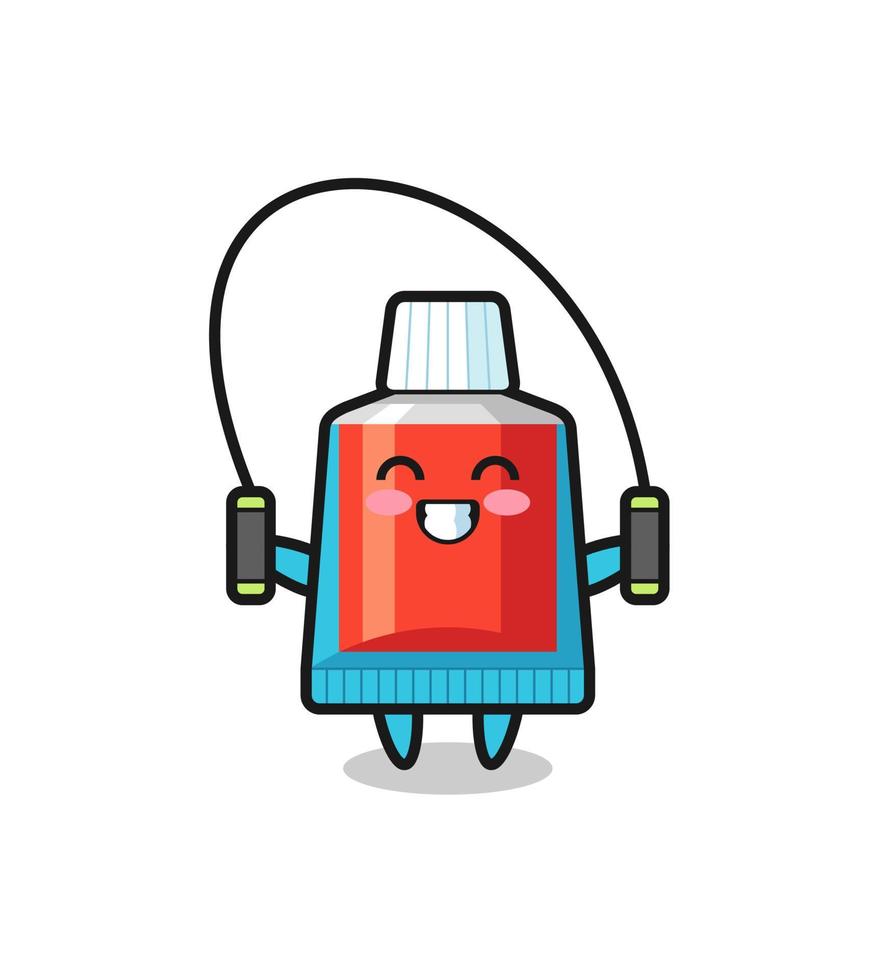 toothpaste character cartoon with skipping rope vector