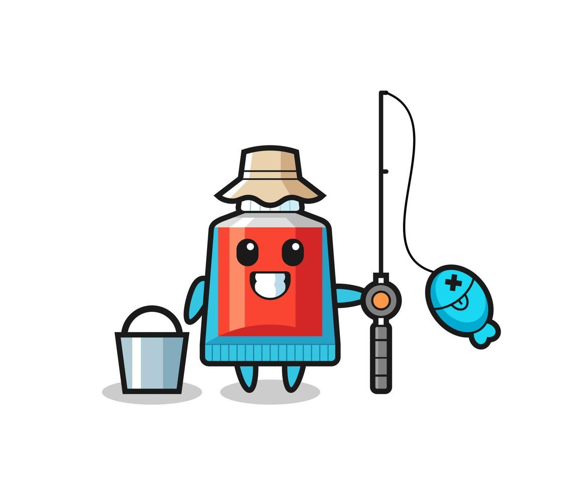 Mascot character of toothpaste as a fisherman vector