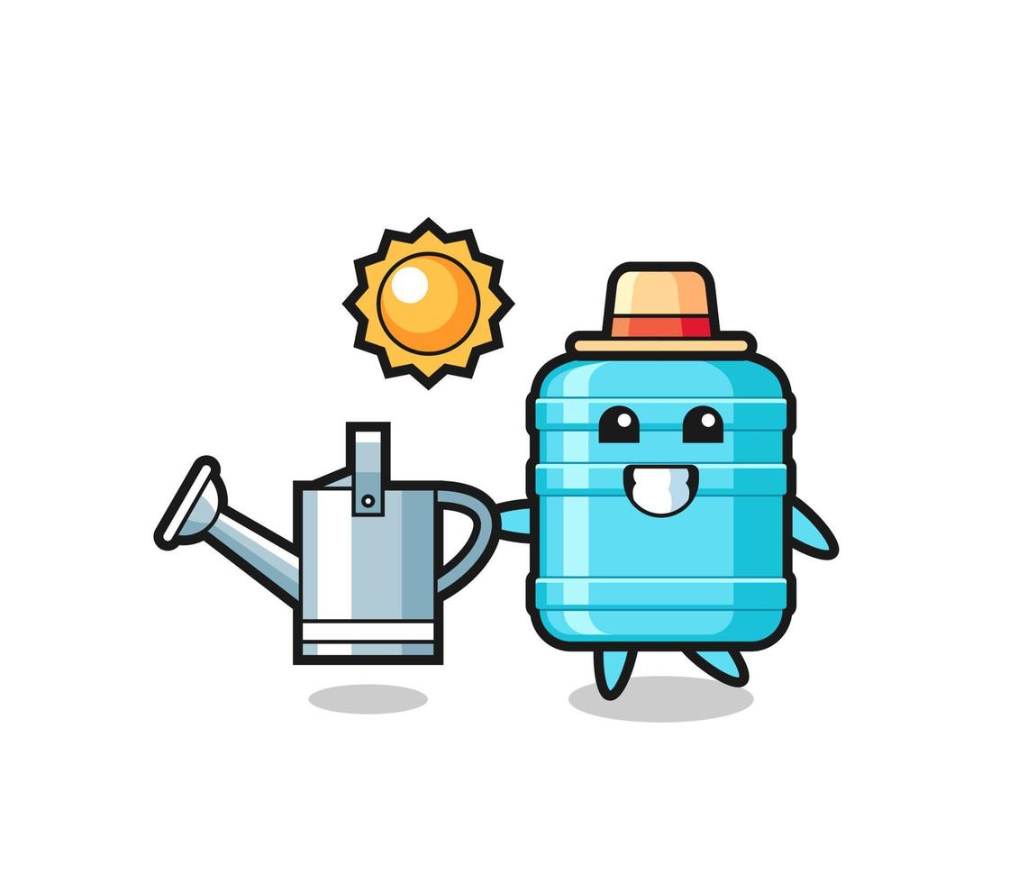 Cartoon character of gallon water bottle holding watering can vector