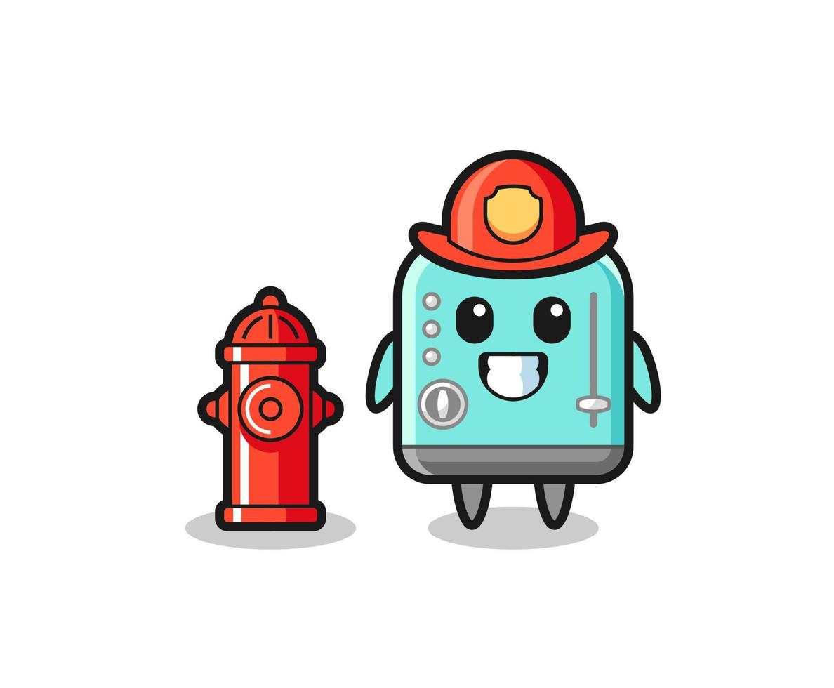 Mascot character of toaster as a firefighter vector