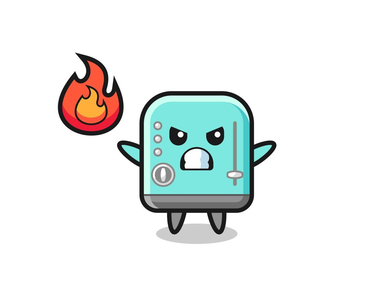 toaster character cartoon with angry gesture vector