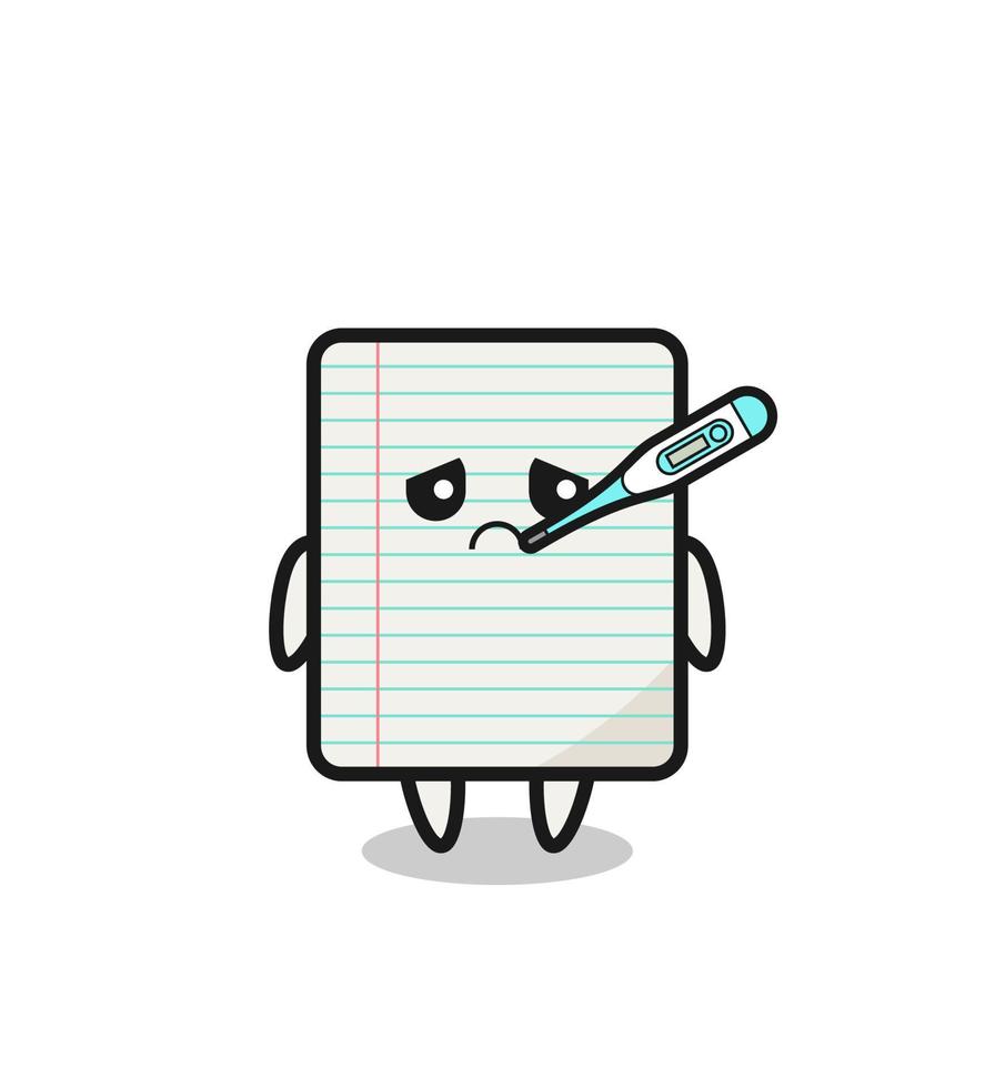 personaje de mascota de papel con fiebre vector