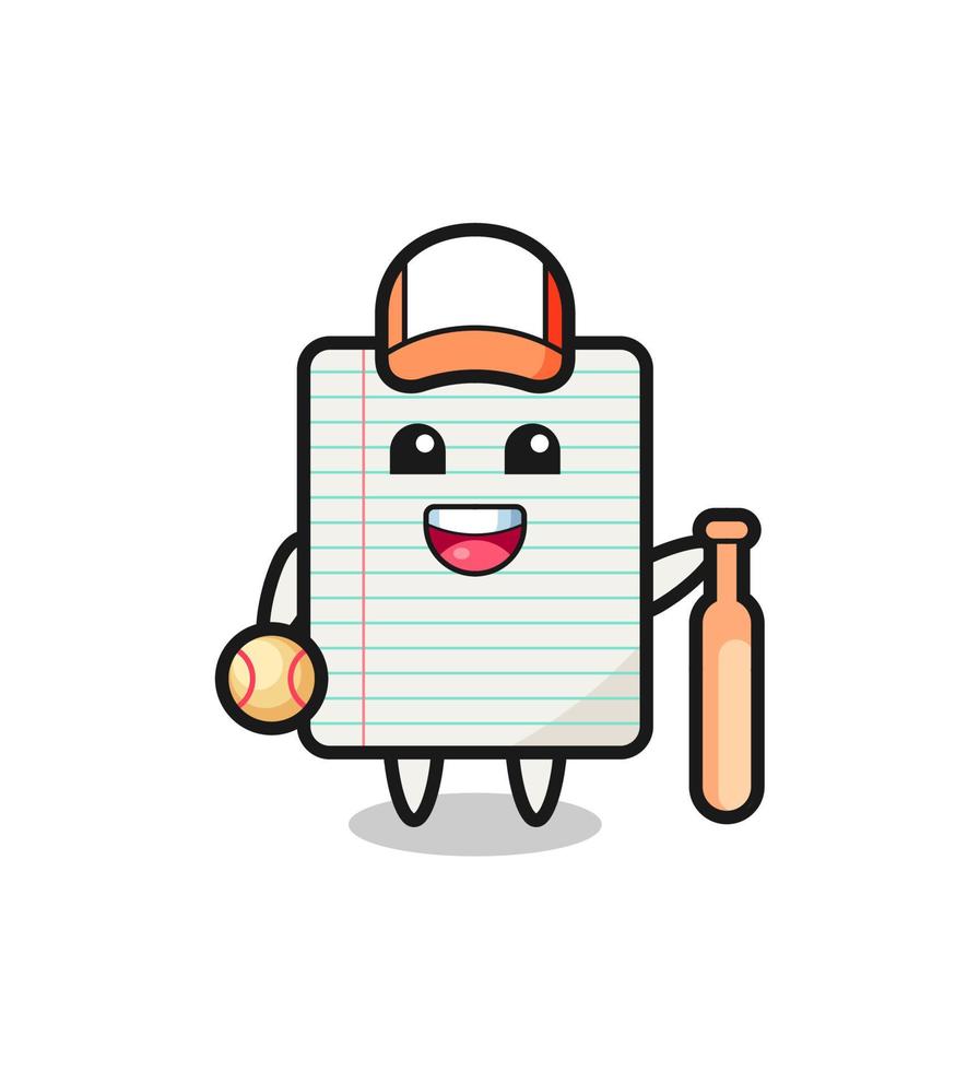 Cartoon character of paper as a baseball player vector