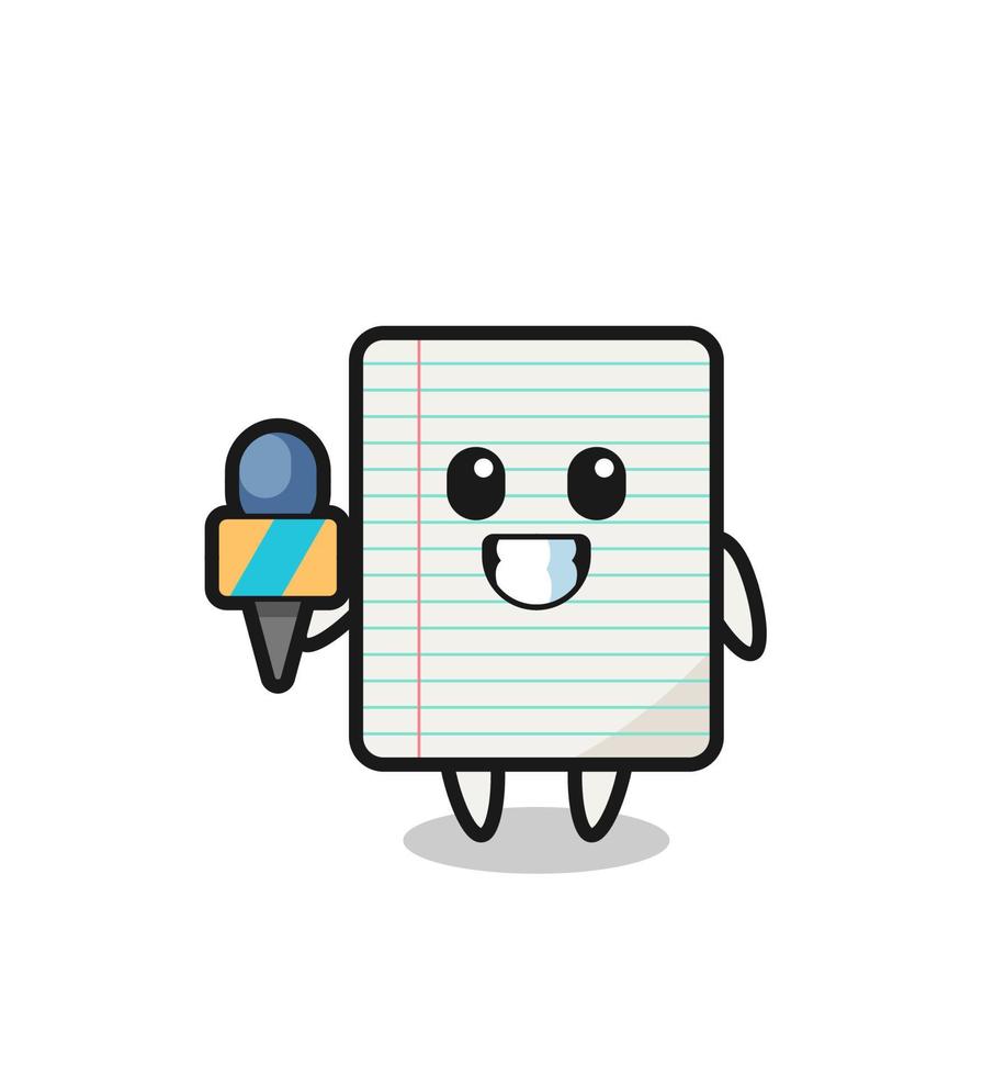 Character mascot of paper as a news reporter vector