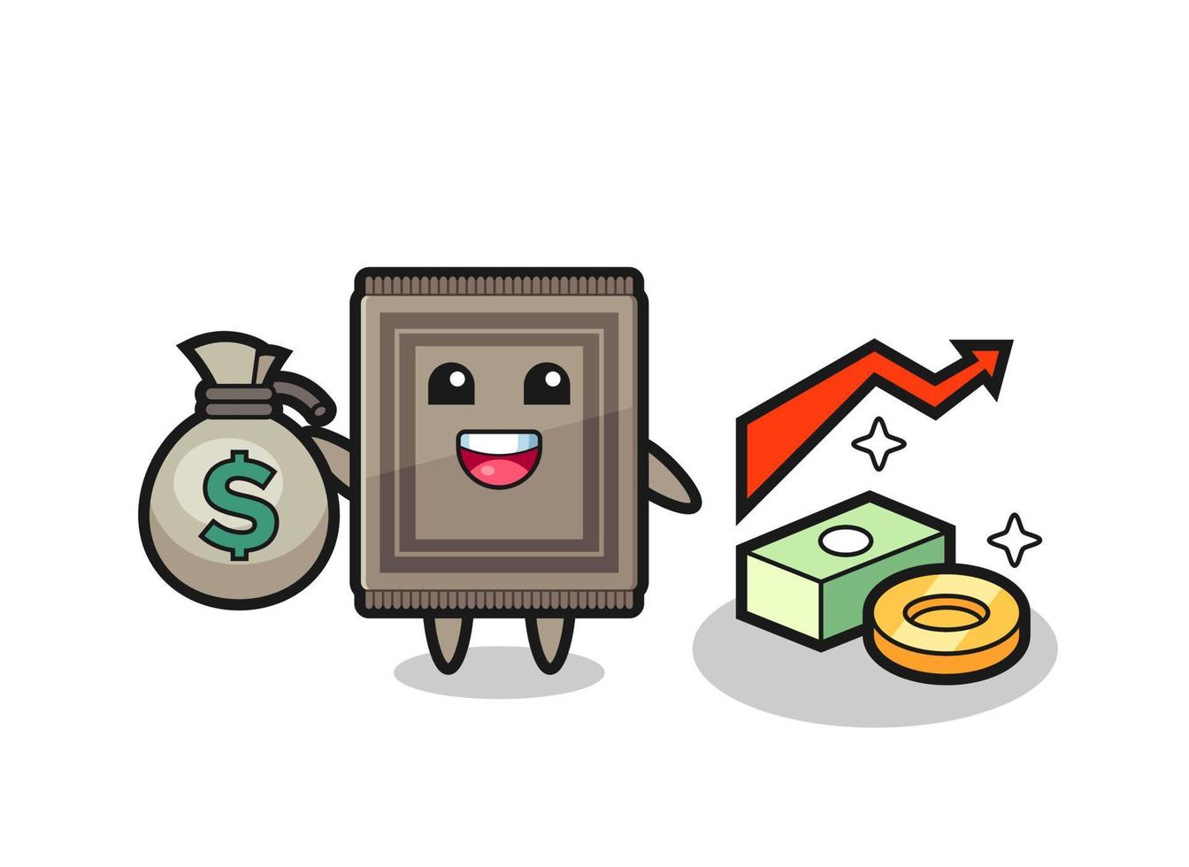 carpet illustration cartoon holding money sack vector