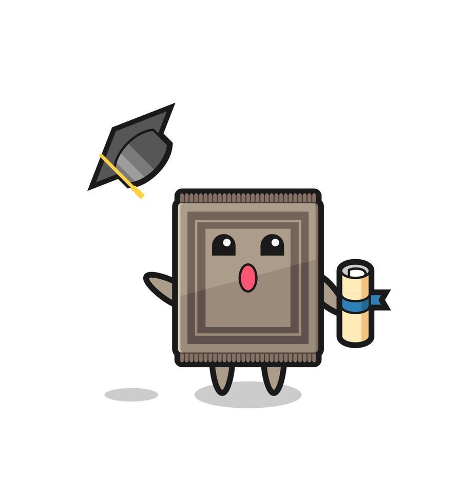 Illustration of carpet cartoon throwing the hat at graduation vector