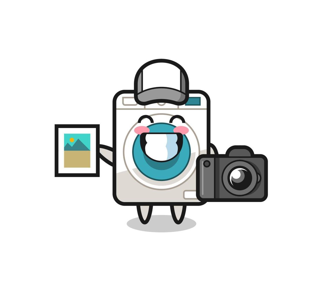 Character Illustration of washing machine as a photographer vector