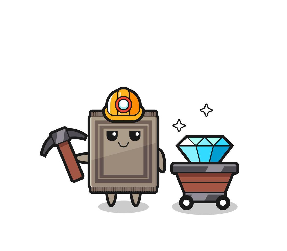 Character Illustration of carpet as a miner vector