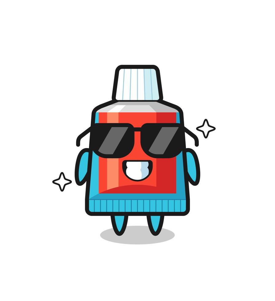 Cartoon mascot of toothpaste with cool gesture vector