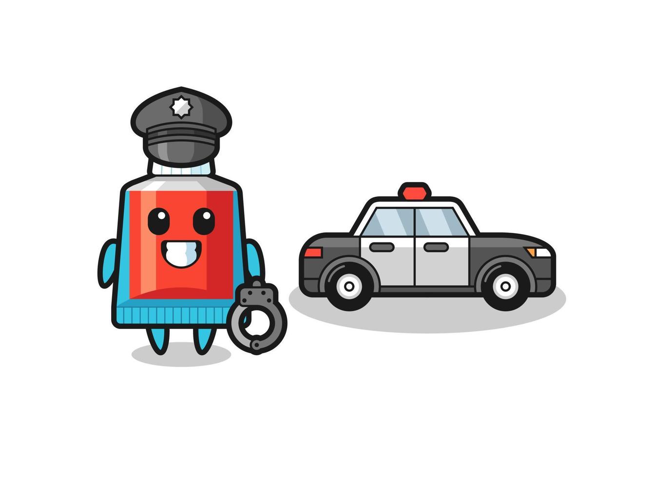 Cartoon mascot of toothpaste as a police vector