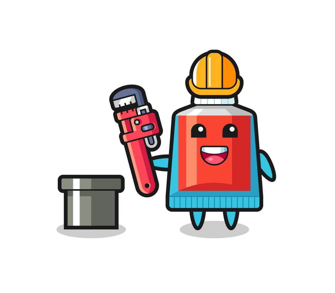 Character Illustration of toothpaste as a plumber vector